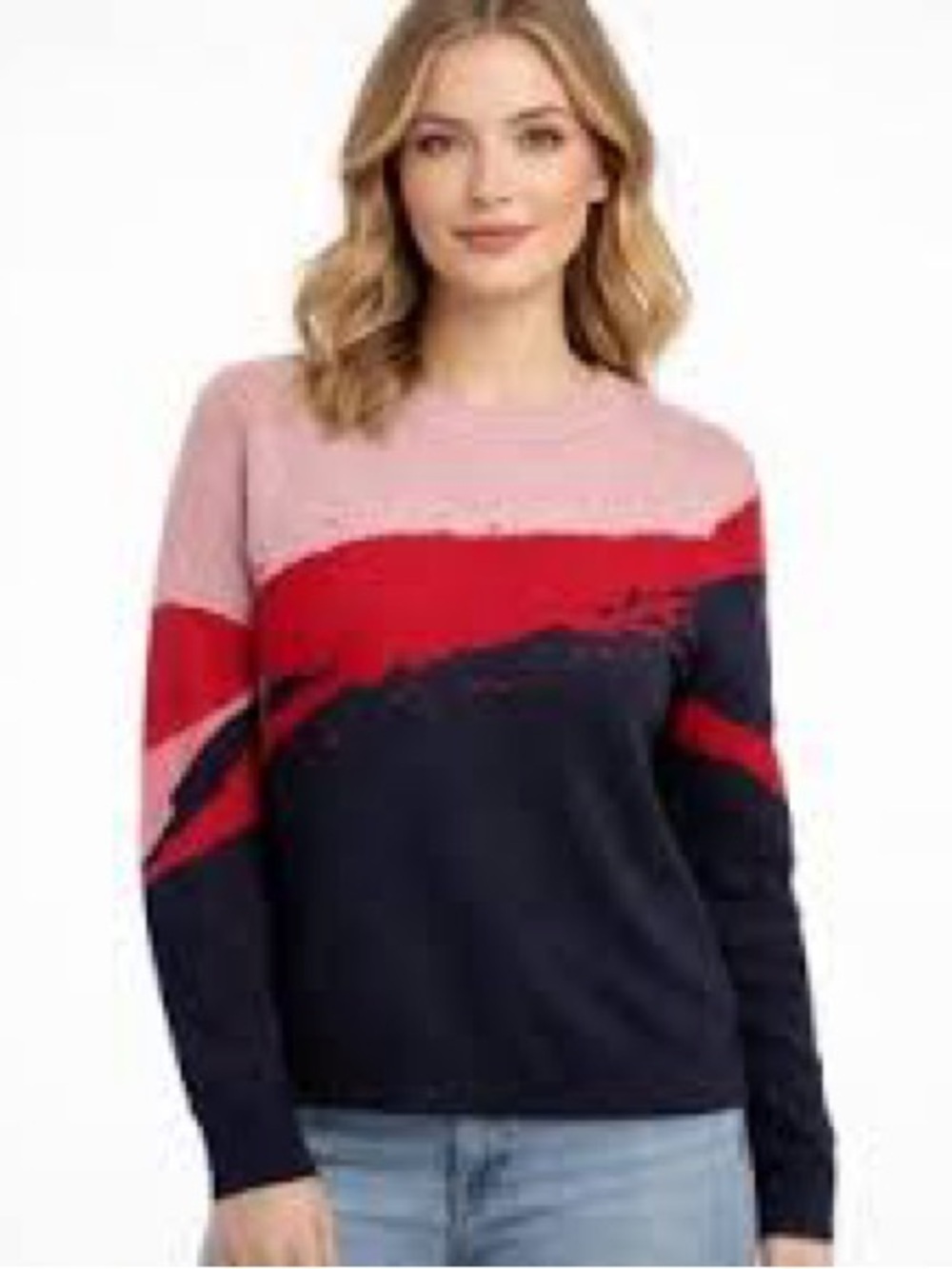 Project Naadam Tie-Dye Pattern Sweater In Pink, Blue & Red